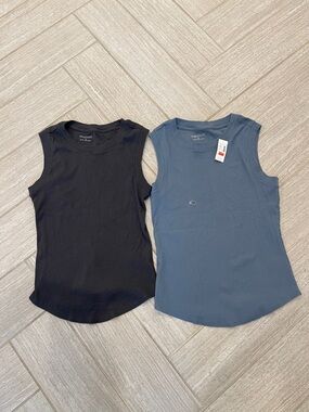 Maurice’s Ribbed Sleeveless Tank Tops - Black & Slate Blue